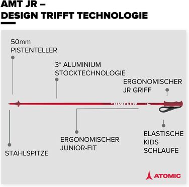 Лижні палиці ATOMIC AMT Jr - алюміній, ергономічна ручка, дитячий ремінь