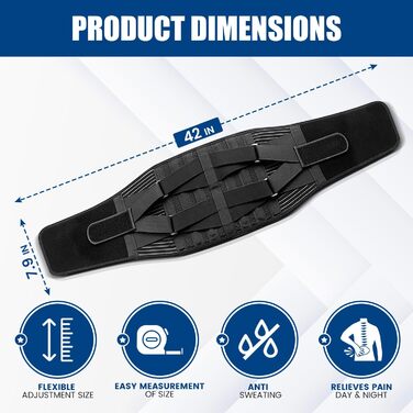 Пояс для полегшення болю в спині, бандаж на талії, великий, чорний