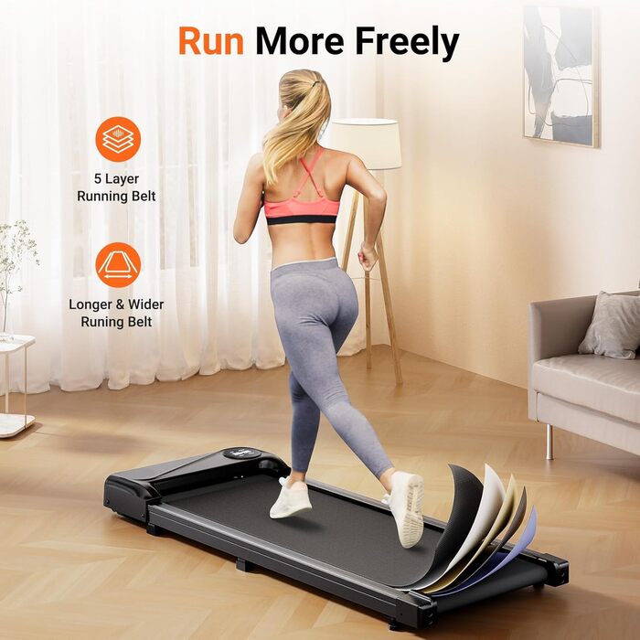 Безшумна бігова доріжка Walking Pad Dripex для дому, 120 кг, 1-6 км/год, 2.5 к.с., подвійна амортизація, міні-розмір, для домашнього офісу