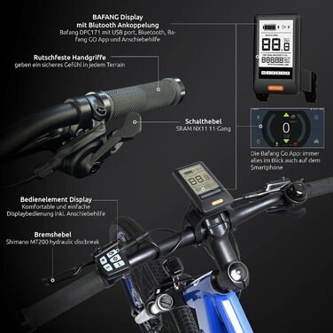 Гірський велосипед Highphoria E-Bike Двигун Bafang Перемикач Pedelec