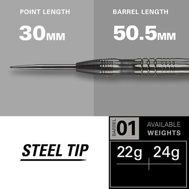 Мішені для дартсу Phil Taylor Power 8-Zero 1 Steeldarts 80% Вольфрам, 21/23/25G