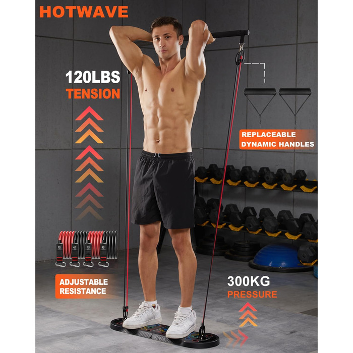 HOTWAVE Push Up Board 20-в-1: Портативна складна дошка для віджимань, професійний тренажер для чоловіків і жінок, домашній спортзал, універсальні ручки для підлоги