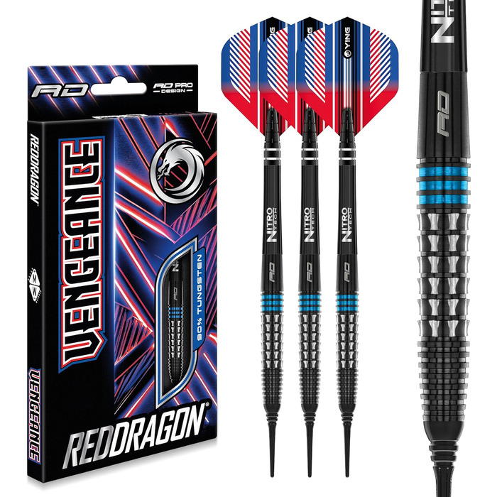 Набір дротиків RED DRAGON Vengeance Tungsten Softip (20 г, 2) з вильотами