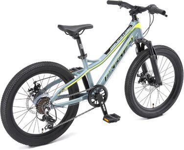 Велосипед BIKESTAR Alu 20, 6-9 років, 7-шв. Shimano, дискові гальма, сірий/жовтий