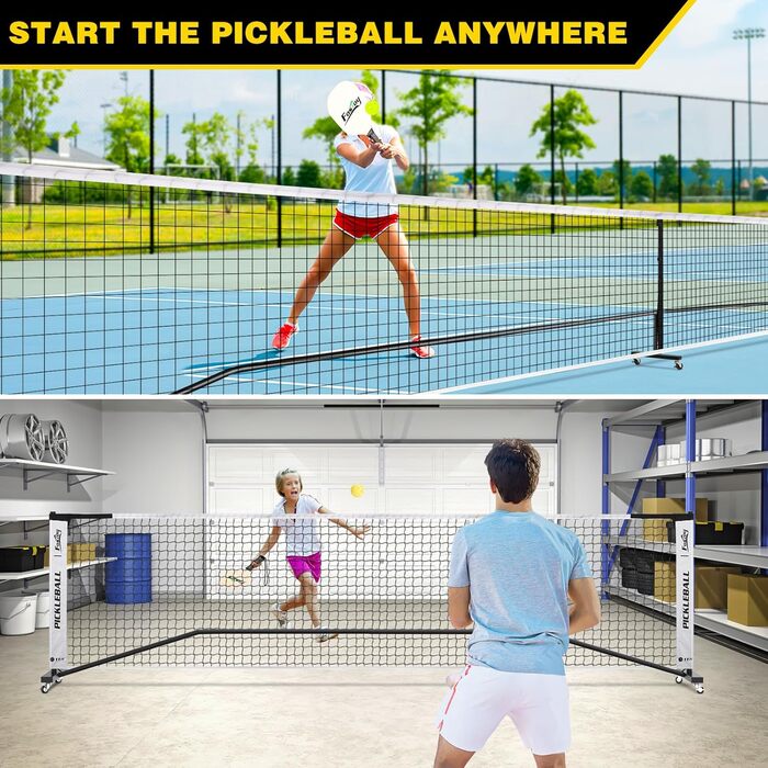 Портативний набір сіток Pickleball, 22 фути, на колесах, з сумкою"