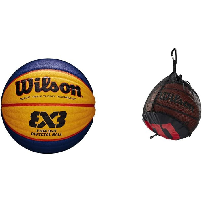 Міні-гумовий баскетбольний м'яч Wilson Unisex-Adult FIBA 3X3 (матчевий м'яч, комплект із сіткою для м'ячів)