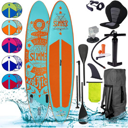 Надувна SUP дошка BRAST Summer 320x81x15 см, комплект з веслом, сидінням для каяка, камеротримачем, гарантія 5 років