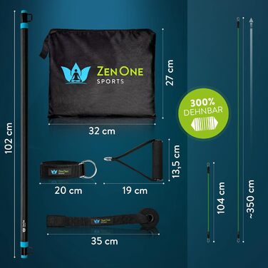 Фітнес-стрічки ZenOne Sports Resistance - Міцні фітнес-браслети - 5 стрічок опору - Набір еспандерів для домашніх тренувань - Спортивна гумка (зелена ZenBar)