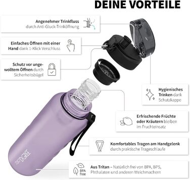 L 'uberBottle Tritan SoftTouch, контейнер для фруктів, 720DGREE 1,5