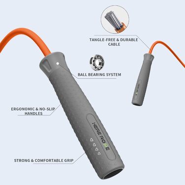 Hererope важка скакалка 1/2 фунта з регульованою вагою, для фітнесу, кардіо та схуднення, міцний трос, зручна ручка, для чоловіків і жінок