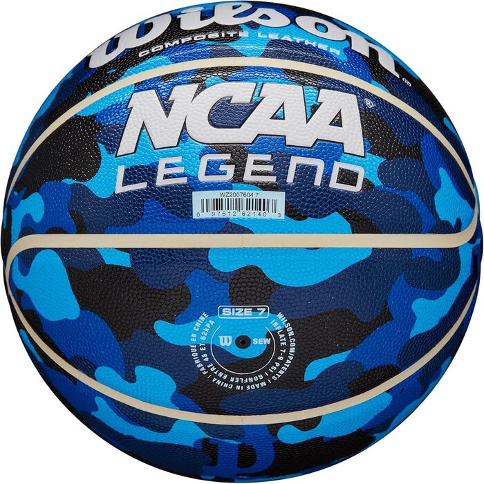 Баскетбольні м'ячі WILSON NCAA Legend - 74,9 см, 72,4 см, 69,8 см Синій камуфляж Розмір 7 - 29,5'