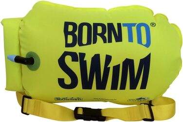 Гермомішок і буй для плавання BornToSwim для плавання та сухий мішок для плавців і тріатлоністів у відкритій воді, флуоресцентний зелений, 64 x 30 x 0,05 см