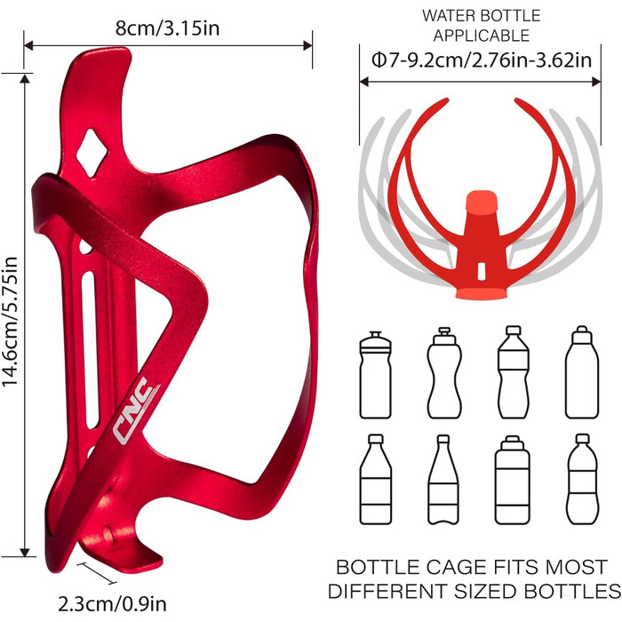 Тримач для пляшки зі сплаву ЧПУ для велосипедів, 2 шт, червоний