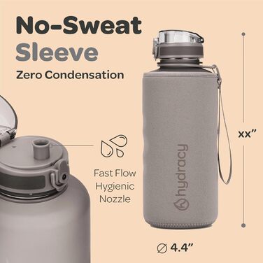 Гідраційна пляшка для води з фруктовим відсіком Hydracy 2л, BPA Free, з часовою міткою, герметична спортивна пляшка без конденсату для спорту та активного відпочинку