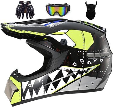 Дитячий мотокросовий шолом Fullface MTB з ABS, універсальний мотоциклетний шолом для чоловіків і жінок, для даунхілу, ATV, у комплекті з окулярами і рукавичками