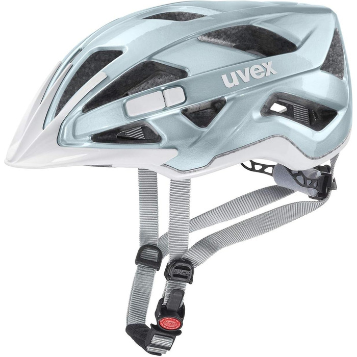 Велосипедний шолом uvex active для жінок і чоловіків, розмір 52-57 см, aqua white, регулювання розміру, можливість LED-підсвітки