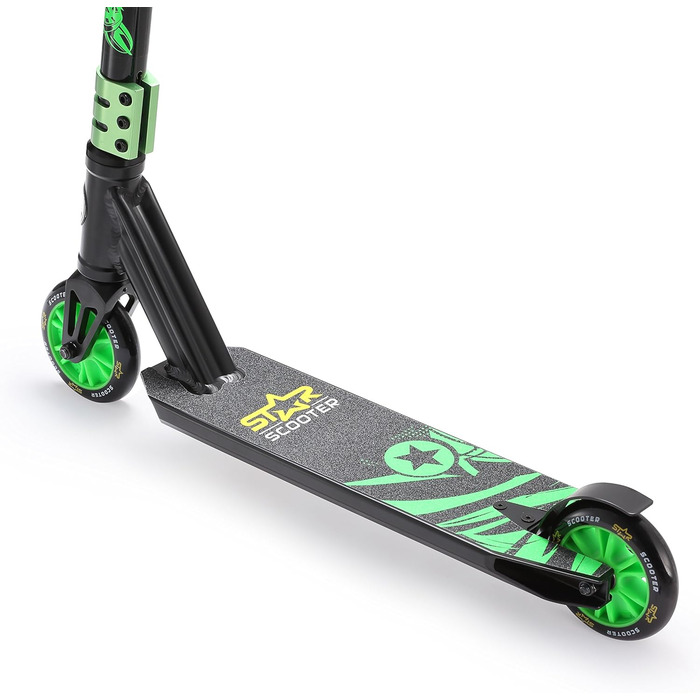 Фрістайл Трюковий самокат Kickscooter Scooter Scooter Mini для дітей від 5 років 110 мм Каскадер для початківців/просунутих трюків Alu HIC Compression (Чорно-зелений)