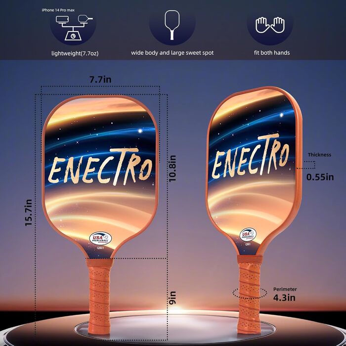 Набір ракеток ENECTRO Pickleball 2 ракетки, скловолокно, м'ячі, ручки