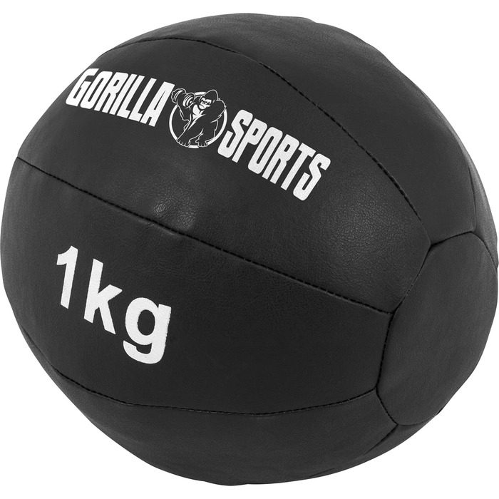 Медичний м'яч GORILLA SPORTS 1-10кг, шкіряний, чорний