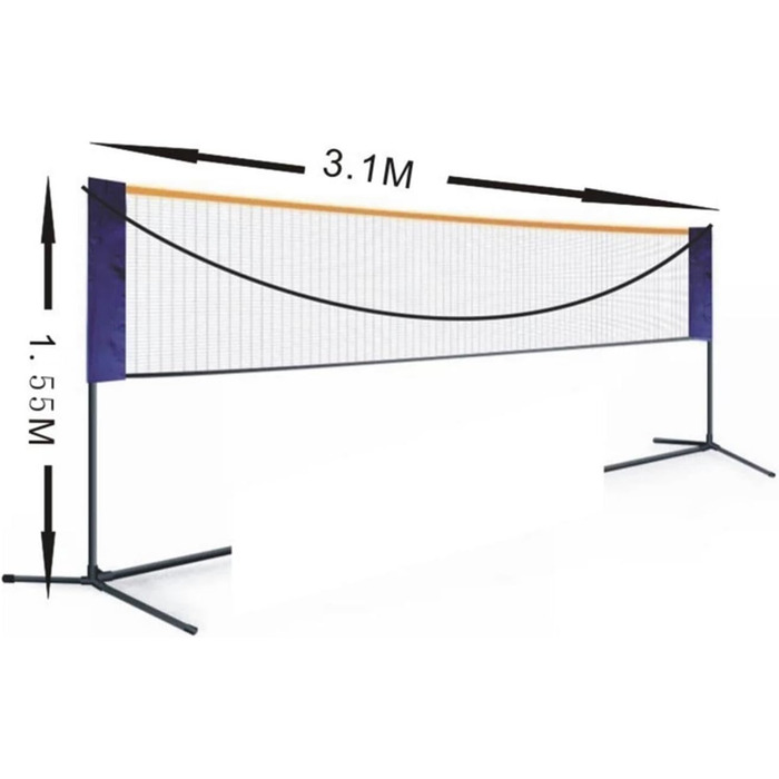 Портативна сітка для бадмінтону проста в налаштуванні, регулюється, міцна та практична, підходить для волейболу, бадмінтону, тенісу та інших видів спорту з м'ячем, спорту в приміщенні та на відкритому повітрі