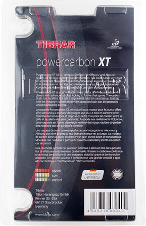 Ракетка для настільного тенісу Tibhar Powercarbon XT - ракетка TT універсальна та наступальна з допуском ITTF (червона)