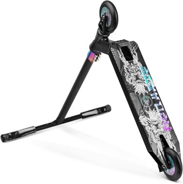 Трюковий самокат Трюковий самокат Kickscooter Професійний фрістайл Скутер Trick Scooter ABEC 9 Кульковий підшипник IHC 110 мм Колеса з навантаженням 100 кг Для дітей від 8 років і дорослих Neochrome Black