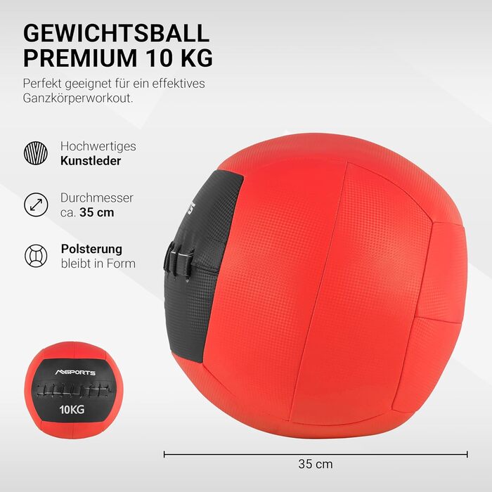 М'яч MSPORTS Wall-Ball 2-10 кг Медичний м'яч Premium