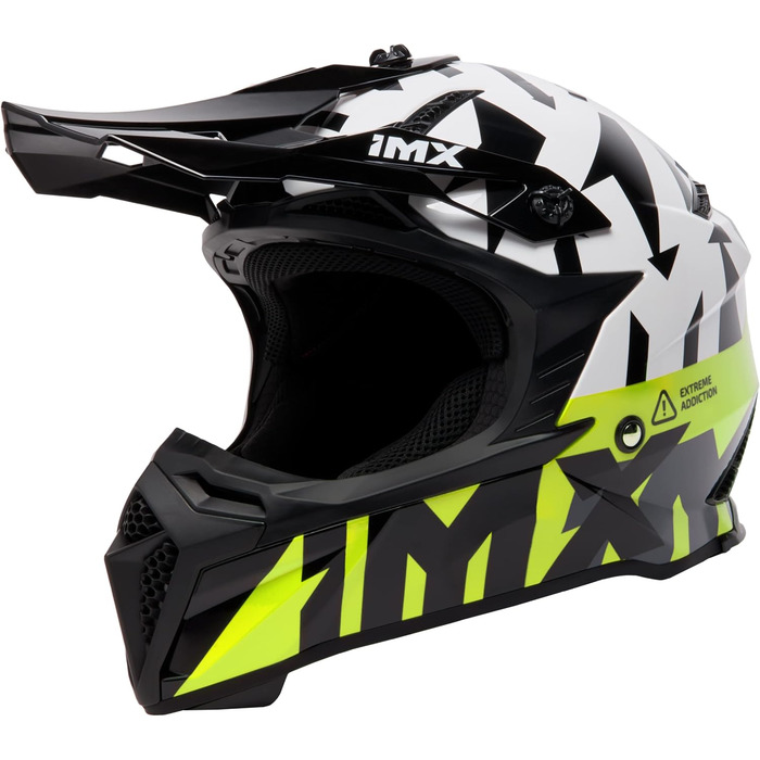 Мотошолом FMX-02 для бездоріжжя, 2 розміри, знімні щоки, регульований козирок, знімний підклад, чорний/білий/флуоресцентний жовтий/сірий