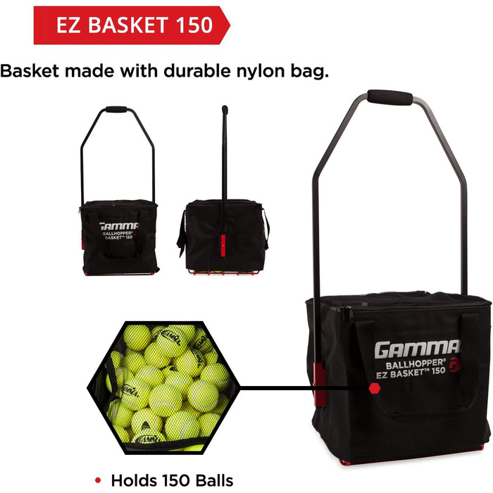 Обручі для навчання та подорожей Gamma Sport Premium Tennis EZ Basket, 150 м'ячів