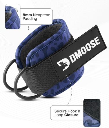 DMoose фітнес-манжети для ніг на кабельний тренажер, універсальні ремінці для кросоверів, кікбеки, аксесуари для тренувань для жінок і чоловіків, чорний леопард, пара