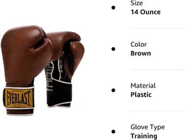 Рукавички Everlast 1910 Classic Training унісекс, коричневі, 14 унцій