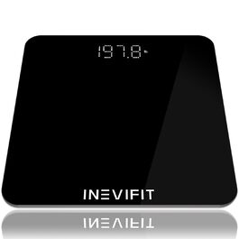 Цифрова вага INEVIFIT, високоточна, для кількох користувачів, чорна, велика платформа 30x30 см
