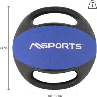 М'яч MSPORTS Medicine Ball 1-10кг з ручками (8кг - Royal Blue)