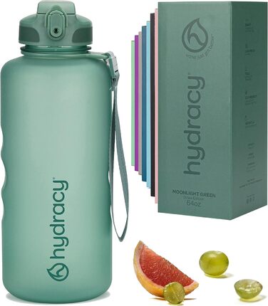 Гідратаційна пляшка Hydracy з трубочкою та часовою розміткою, 2 л, без BPA, герметична спортивна пляшка для води без конденсату для спорту та активного відпочинку