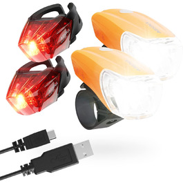LED набір велосипедних фар USB, 100 м, 180 Люмен, 50 Люкс, StVZO, для дитячого велосипеда