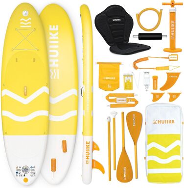 Високоякісні аксесуари для веслування Stand Up - HUIIKE Sup Board, дошка для веслування стоячи з подвійним використанням весла та сидіння для байдарки Веслування стоячи з великою стабільністю Весло для веслування стоячи (жовте)