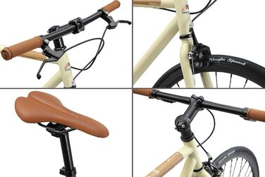 Велосипед Fixie Retro Vintage, бежевий/коричневий, 28