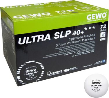 М'ячі GEWO Ultra SLP 3 зірки 40 ITTF, 72 шт.