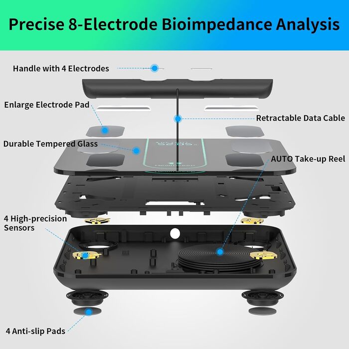 Ваги складу тіла Healthkeep, 8 електродів, додаток, макс. 180 кг
