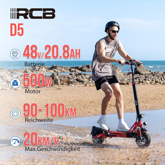 Електросамокат RCB D5, 90-140 км, 500 Вт, шина 10', APP, складаний