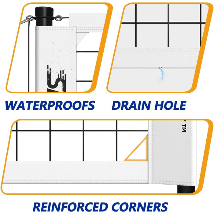Міцний набір волейбольних сіток SKEERY, конструкція проти запотівання, регульовані алюмінієві планки, портативна волейбольна сітка для заднього двору, трави та пляжу (білий/пишний сад)