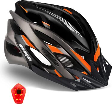 Шолом Shinmax унісекс з візором & світлом, MTB/шосе 57-62см (чорн/пом)