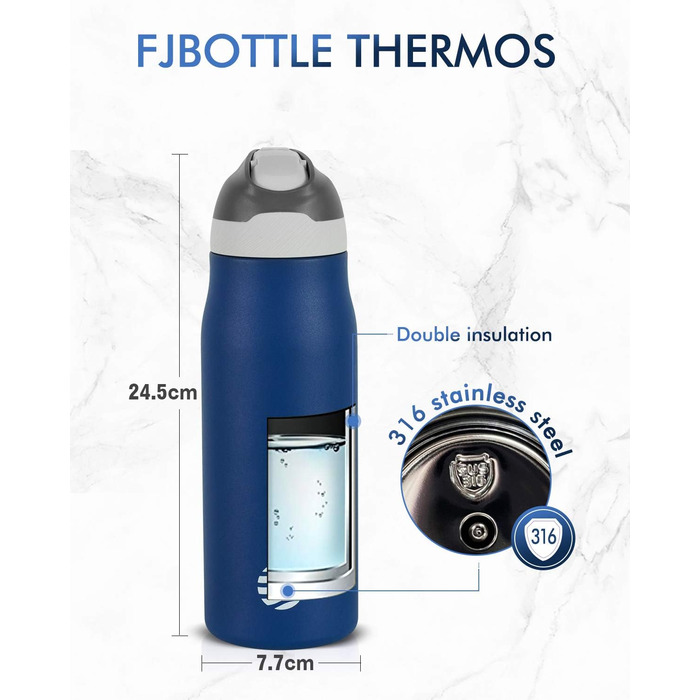 Термобутилка FEIJIAN FJbottle 710 мл з щіткою, нержавіюча сталь, синя