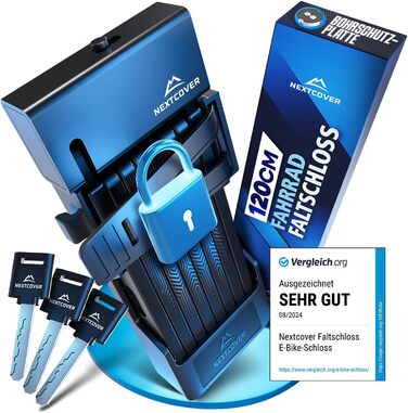 Складаний велосипедний замок FoldOne Original з технологією SteelSecure, 3 ключі, міцний, з кріпленням, 120 см