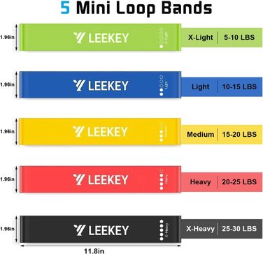 Набір еспандерів LEEKEY для фітнесу, підтягувань, пауерліфтингу та реабілітації – універсальні гумові стрічки для тренувань вдома і в залі, для чоловіків і жінок