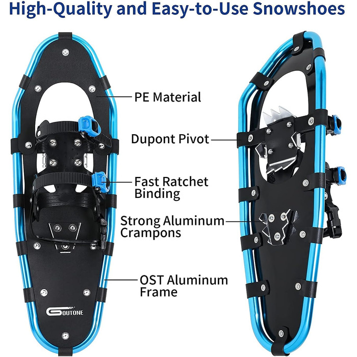 Снігоступи з палицями 25, сумка-тоут, синя (120-180 фунтів) 35,6