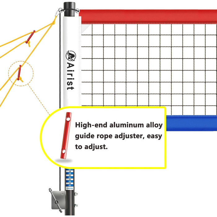 Міцна вулична волейбольна сітка Airist із системою Anti-AG, регульованими алюмінієвими брусками, професійним набором волейбольних сіток для саду та пляжу, волейболом та сумкою для перенесення