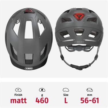 Велошолом ABUS Hyban 2.0 з ліхтарем, ABS-корпус, для жінок і чоловіків