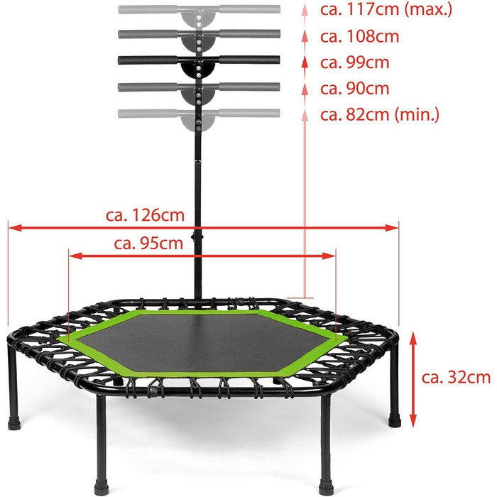 Батут для дорослих SP-T-111F-R Fitness приблизно 111 x 124 x 90 - 115 см (ДxШxВ) Зелений