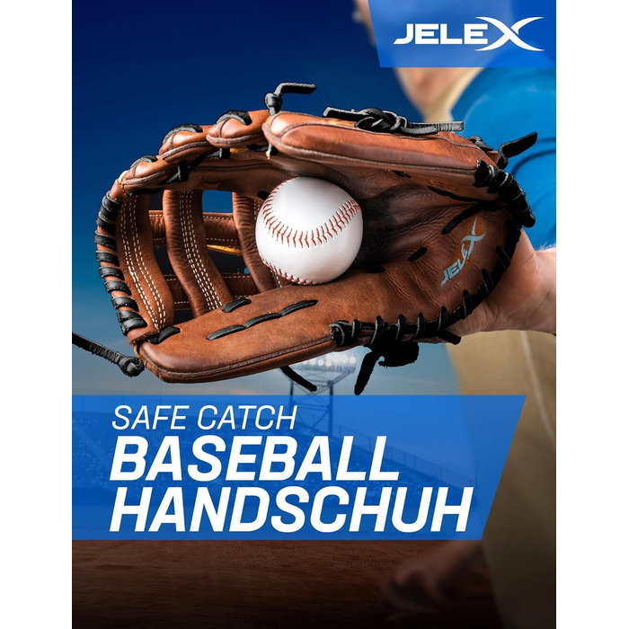 Рукавички бейсбольні JELEX Safe Catch, штучна шкіра, 12